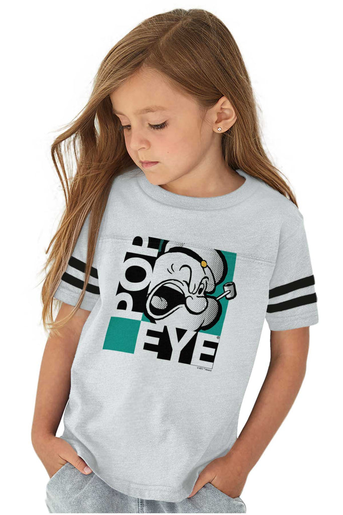 Popeye Pop Art Toddler Football Jersey Tee-Direct To Garment Print-Brisco Baby