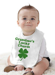 Grandma's Lucky Charm Infant Baby Bib-Direct To Garment Print-Brisco Baby