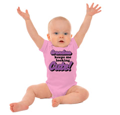 Grandma Keeps Me Cute Romper Bodysuit-Direct To Garment Print-Brisco Baby