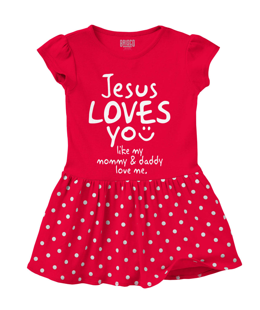 Jesus Loves You Baby Polka Dot Skirt Dress-Direct To Garment Print-Brisco Baby