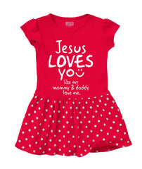 Jesus Loves You Baby Polka Dot Skirt Dress-Direct To Garment Print-Brisco Baby