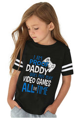 Daddy Plays Video Games Toddler Football Jersey Tee-Direct To Garment Print-Brisco Baby