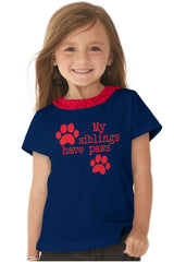 Siblings have paws Toddler Ruffled Trim T-Shirt-Direct To Garment Print-Brisco Baby