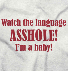 Watch The Language Infant Baby Bib-Direct To Garment Print-Brisco Baby