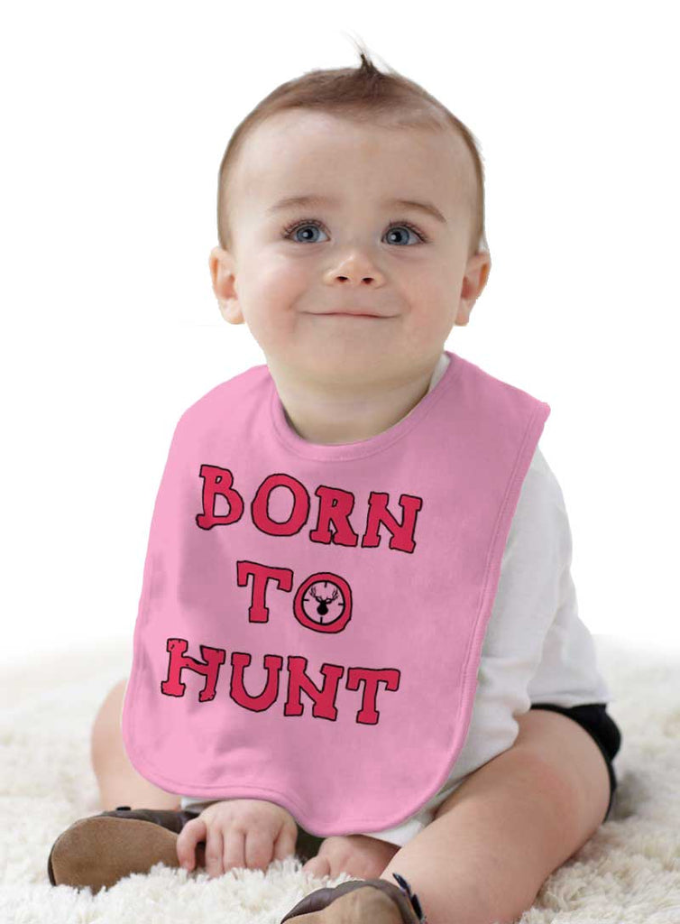 Cute Born To Hunt Deer Infant Baby Bib-Direct To Garment Print-Brisco Baby