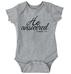 He Answered Romper Bodysuit-Direct To Garment Print-Brisco Baby