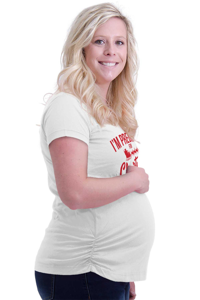 I'm Pregnant For Christmas Santa Maternity T-Shirt-Direct To Garment Print-Brisco Baby