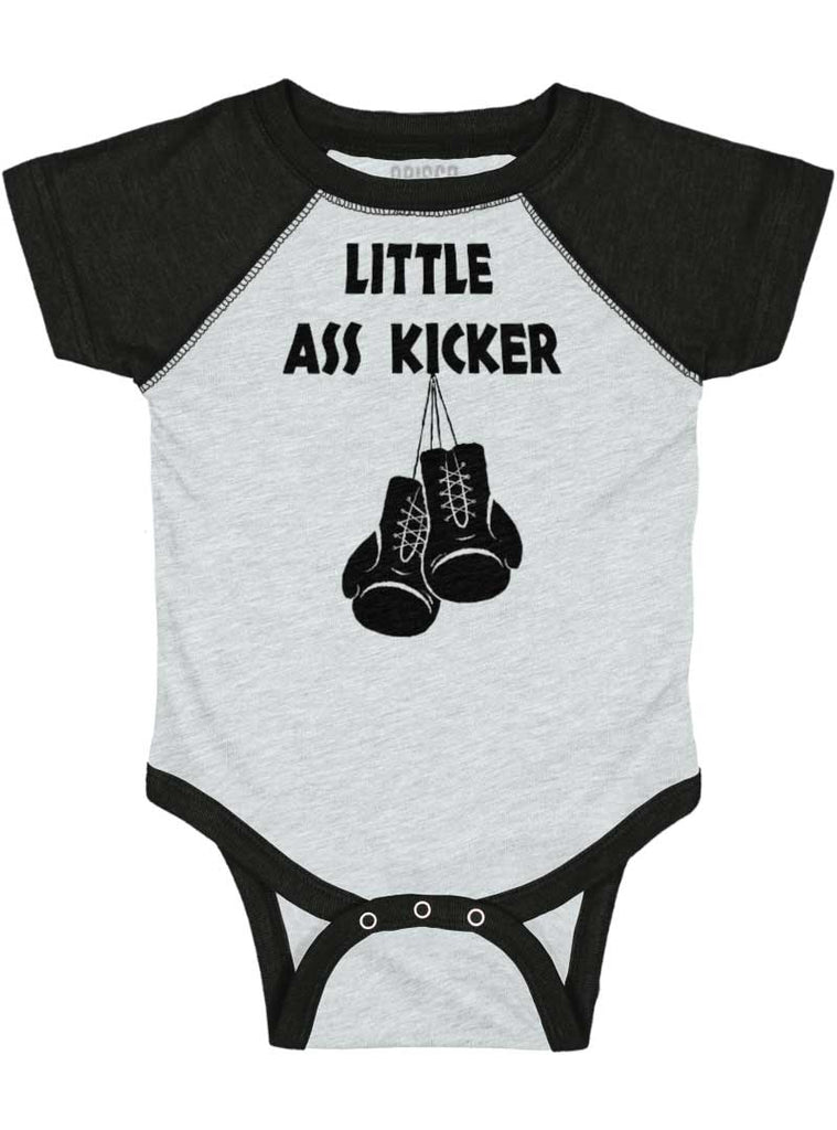 Little Ass Kicker Raglan Romper Bodysuit-Direct To Garment Print-Brisco Baby