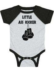 Little Ass Kicker Raglan Romper Bodysuit-Direct To Garment Print-Brisco Baby