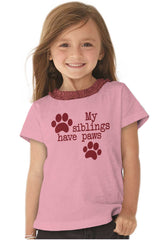 Siblings have paws Toddler Ruffled Trim T-Shirt-Direct To Garment Print-Brisco Baby