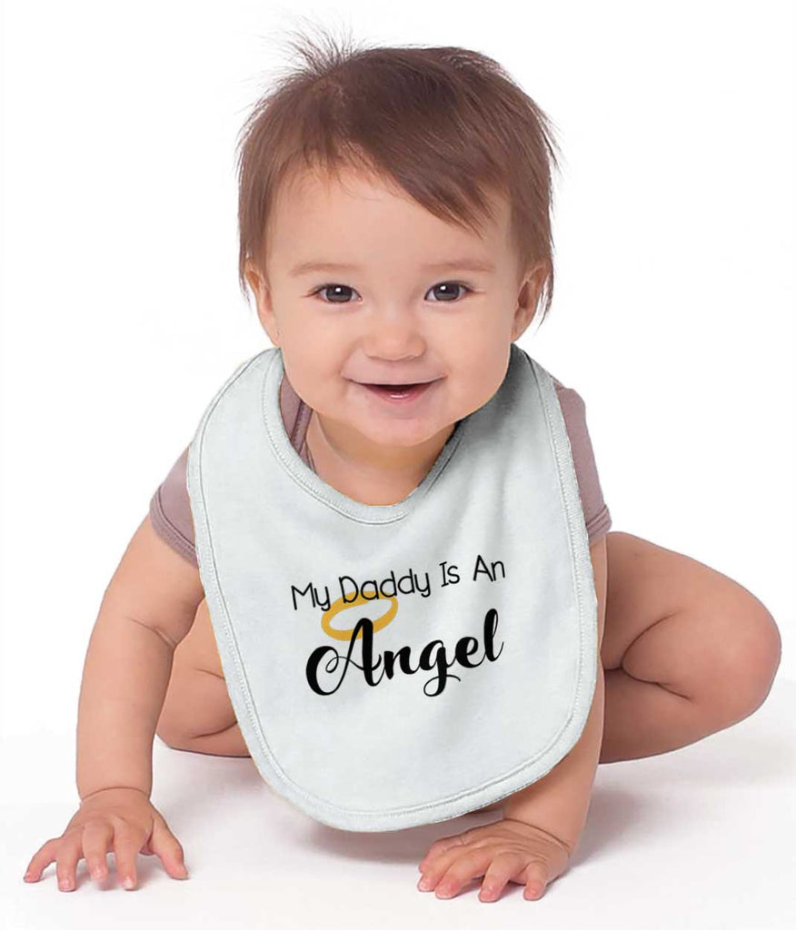 Daddy Is Angel Infant Baby Bib-Direct To Garment Print-Brisco Baby