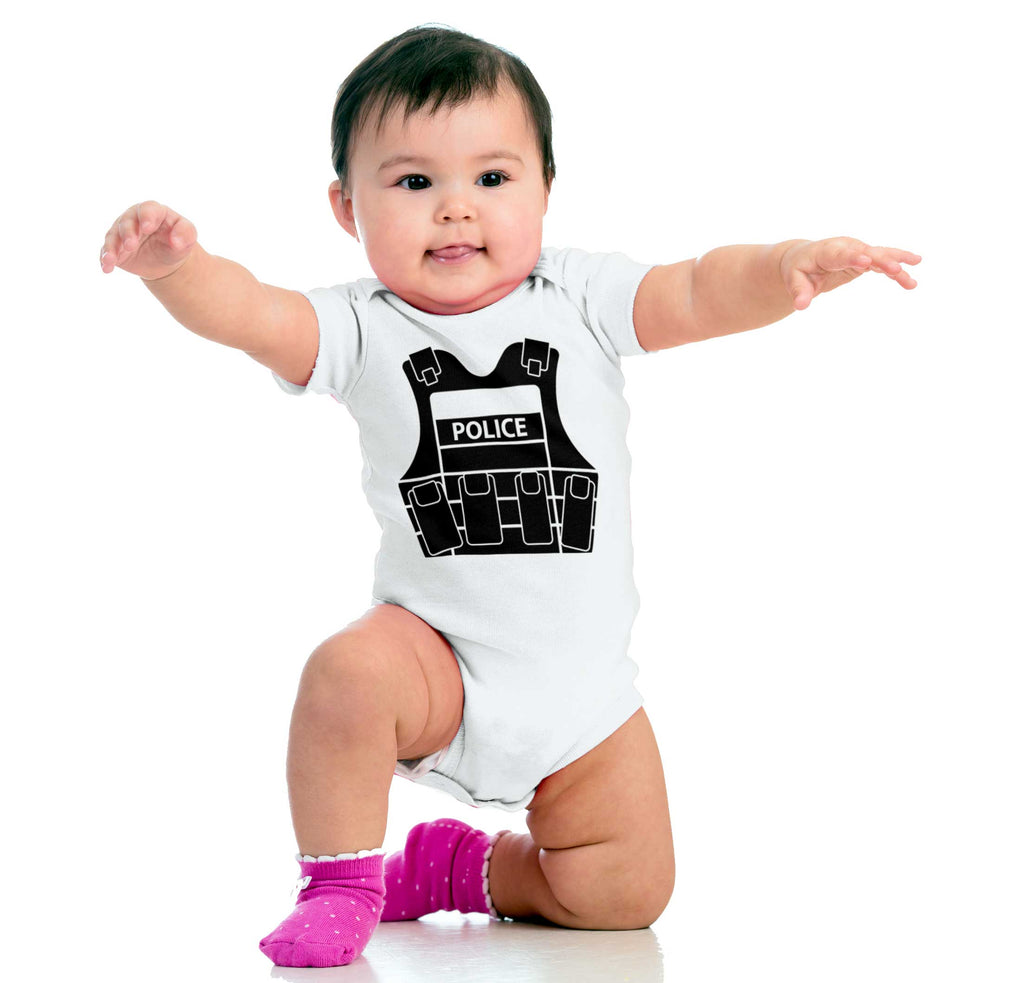 Police Vest Romper Bodysuit-Direct To Garment Print-Brisco Baby