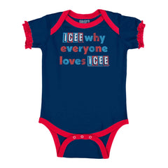 Everyone Loves Icee Baby Ruffled Trim Romper-Direct To Garment Print-Brisco Baby