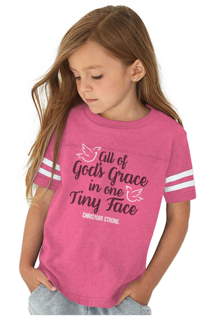 Gods Grace Tiny Face Toddler Football Jersey Tee-Direct To Garment Print-Brisco Baby