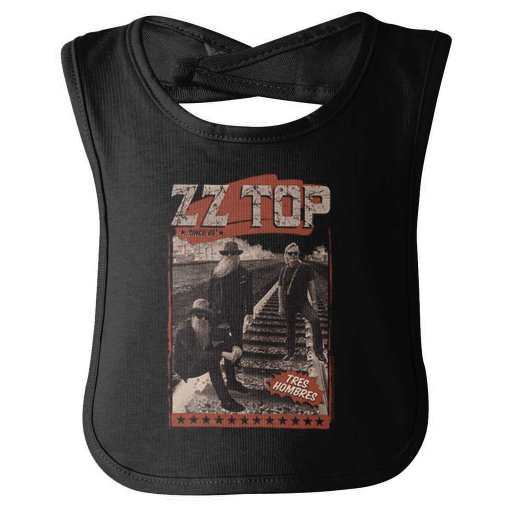 ZZ Top Tracks Infant Baby Bib-Direct To Garment Print-Brisco Baby