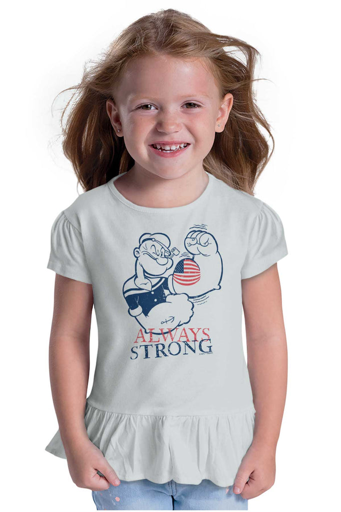 Always Strong Toddler Ruffle Bottom Tee-Direct To Garment Print-Brisco Baby