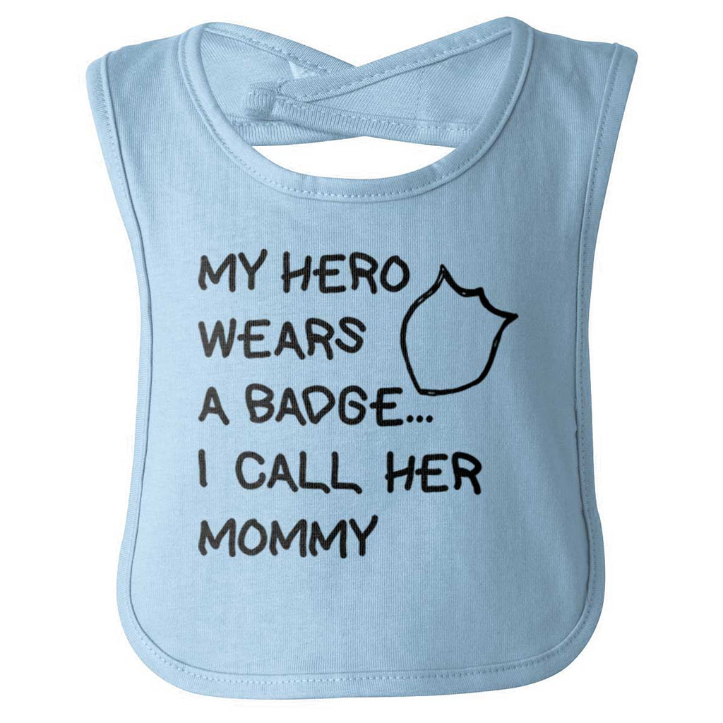 Hero Wears Badge Infant Baby Bib-Direct To Garment Print-Brisco Baby