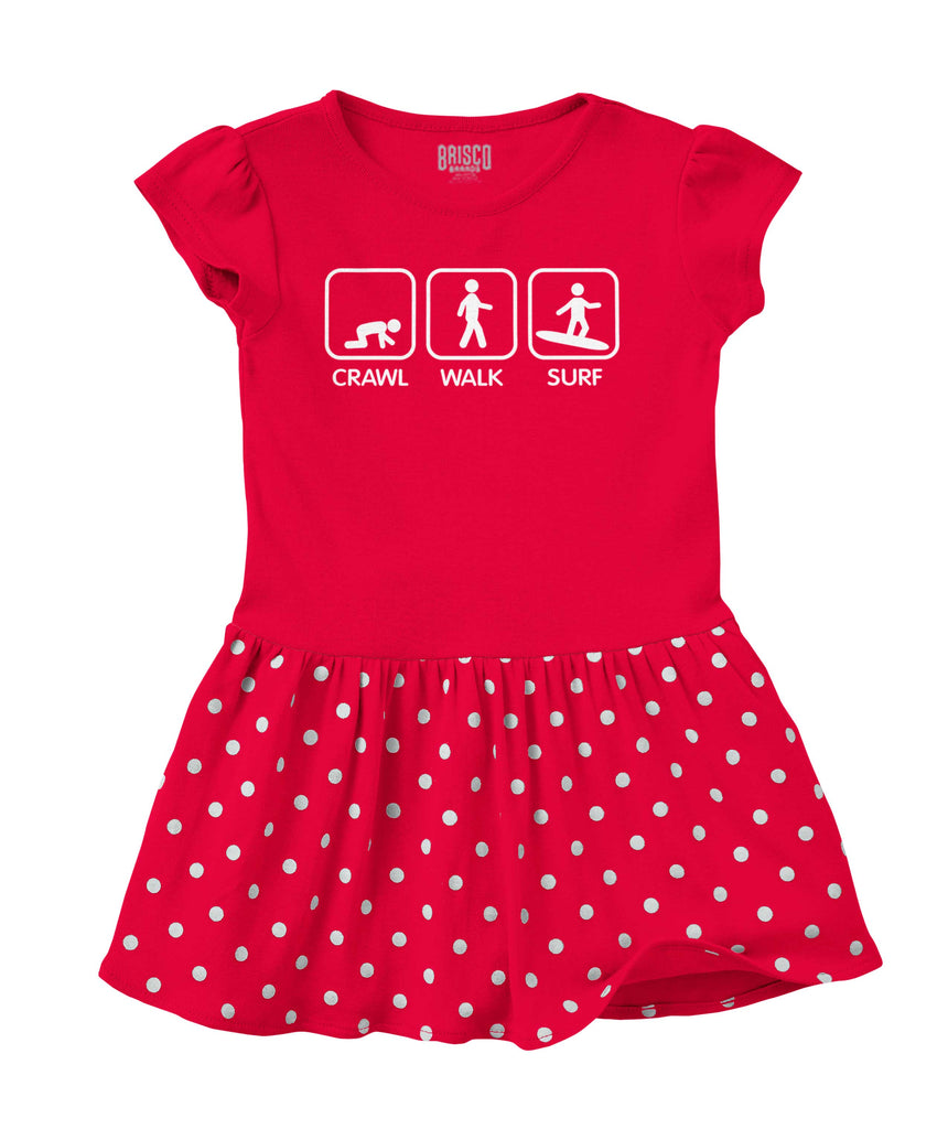 Crawl Walk Surf Baby Polka Dot Skirt Dress-Direct To Garment Print-Brisco Baby