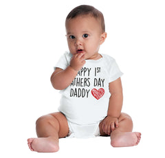 Happy 1st Father's Day Romper Bodysuit-Direct To Garment Print-Brisco Baby