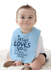 Jesus Loves You Infant Baby Bib-Direct To Garment Print-Brisco Baby