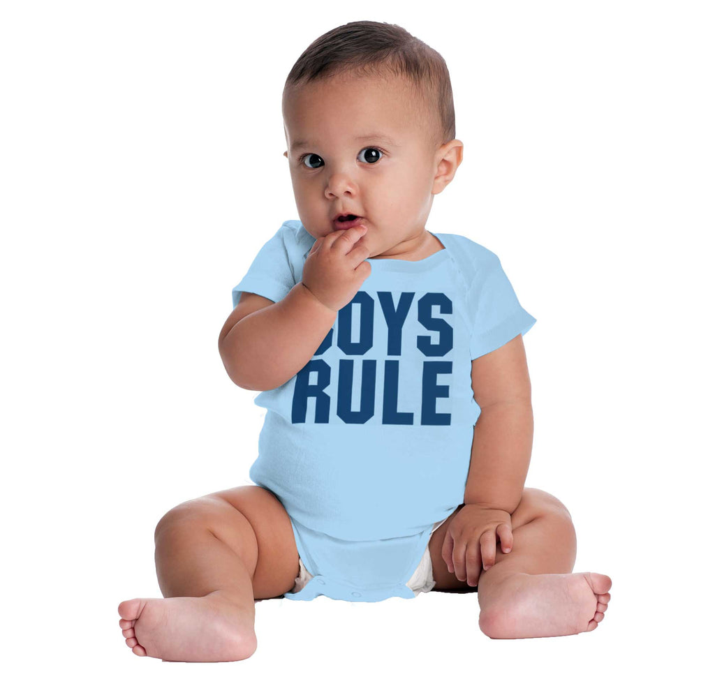 Boys Rule Romper Bodysuit-Direct To Garment Print-Brisco Baby