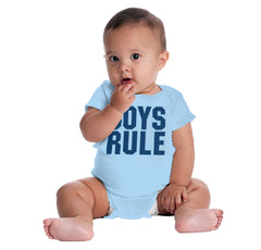 Boys Rule Romper Bodysuit-Direct To Garment Print-Brisco Baby