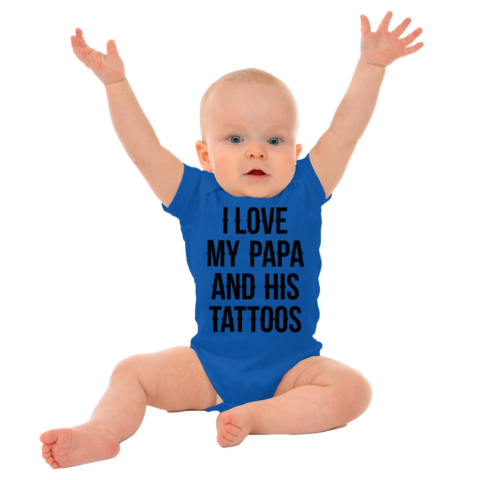 I Love Papa And Tattoos Romper Bodysuit-Direct To Garment Print-Brisco Baby