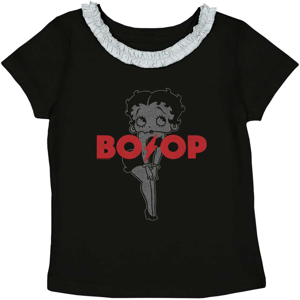 ACDC Boop Toddler Ruffled Trim T-Shirt-Direct To Garment Print-Brisco Baby