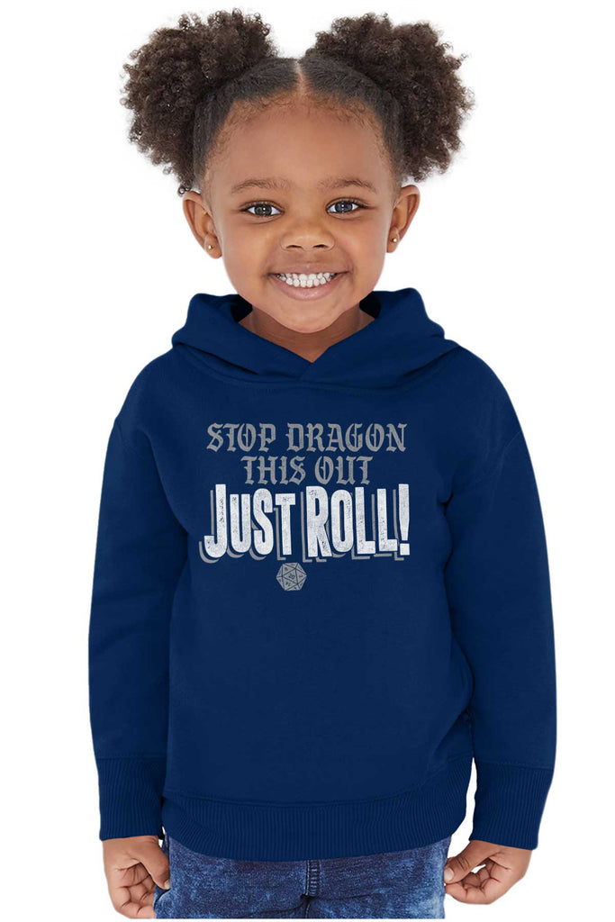 Dungeons Gamer Just Roll Nerd Toddler Pullover Hoodie-Direct To Garment Print-Brisco Baby