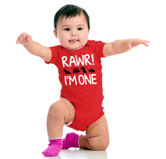 Rawr I'm One Romper Bodysuit-Direct To Garment Print-Brisco Baby