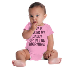 Waking Up Daddy Romper Bodysuit-Direct To Garment Print-Brisco Baby