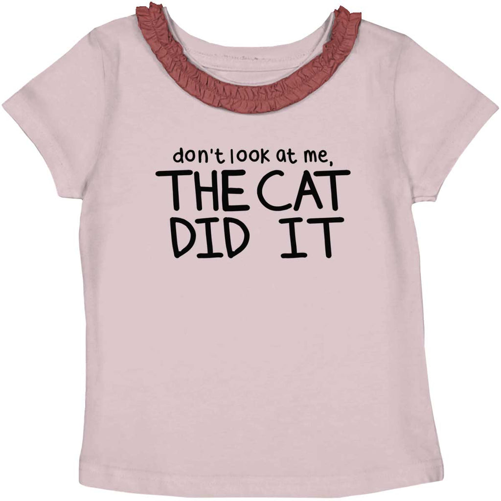 Cat Did It Toddler Ruffled Trim T-Shirt-Direct To Garment Print-Brisco Baby