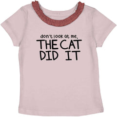 Cat Did It Toddler Ruffled Trim T-Shirt-Direct To Garment Print-Brisco Baby