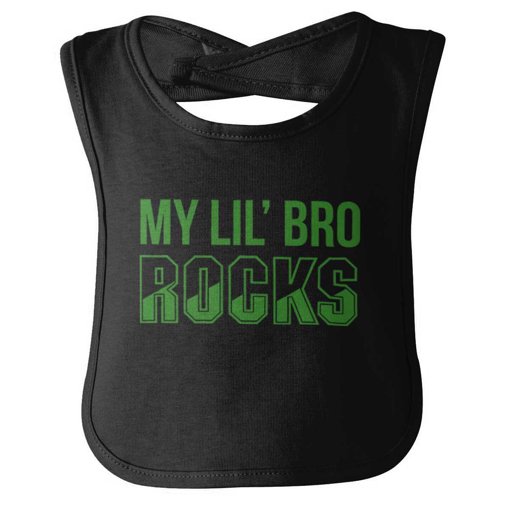My Lil' Bro Rocks Infant Baby Bib-Direct To Garment Print-Brisco Baby