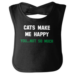 Cats Make Me Happy Infant Baby Bib-Direct To Garment Print-Brisco Baby