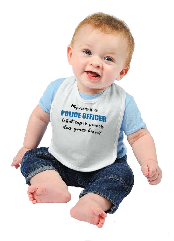 Mom Police Officer Infant Baby Bib-Direct To Garment Print-Brisco Baby