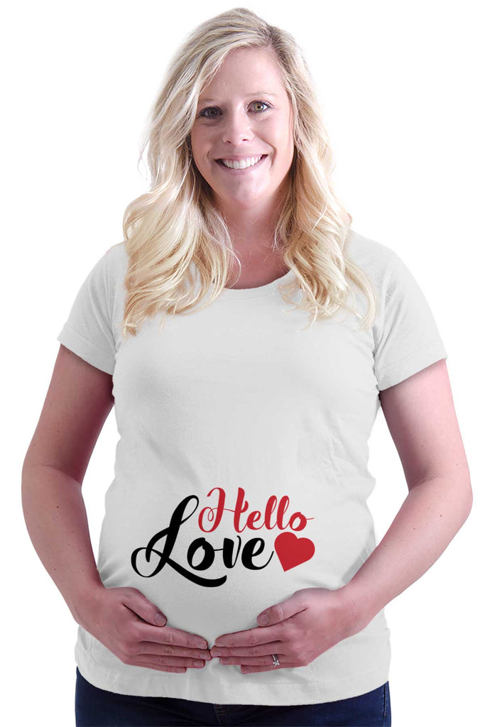 Hello Love Maternity T-Shirt-Direct To Garment Print-Brisco Baby