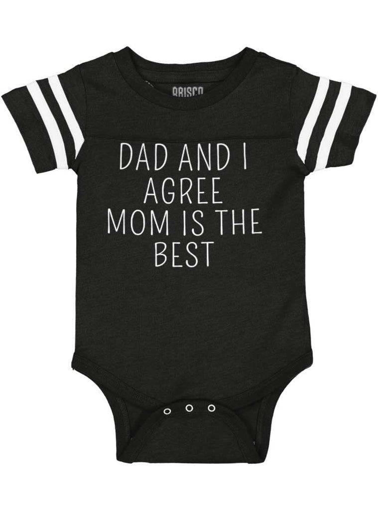 Mom Is Best Football Romper Bodysuit-Direct To Garment Print-Brisco Baby