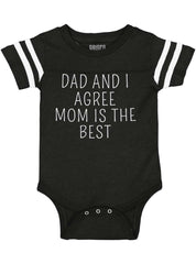 Mom Is Best Football Romper Bodysuit-Direct To Garment Print-Brisco Baby