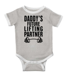 Lifting Partner Ringer Romper Bodysuit-Direct To Garment Print-Brisco Baby