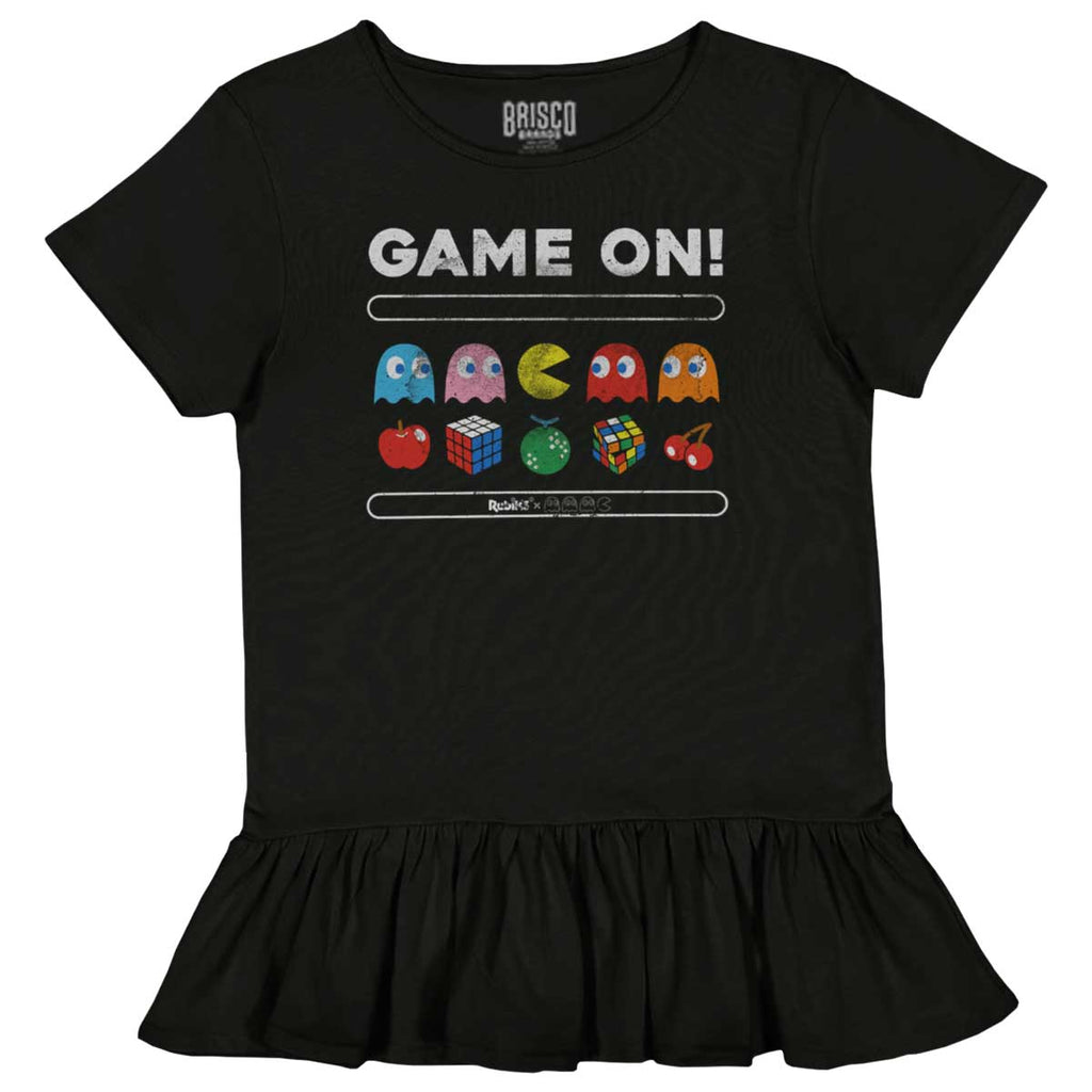 Game On Pac-Man Toddler Ruffle Bottom Tee-Direct To Garment Print-Brisco Baby
