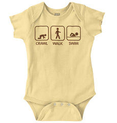 Crawl Walk Swim Romper Bodysuit-Direct To Garment Print-Brisco Baby