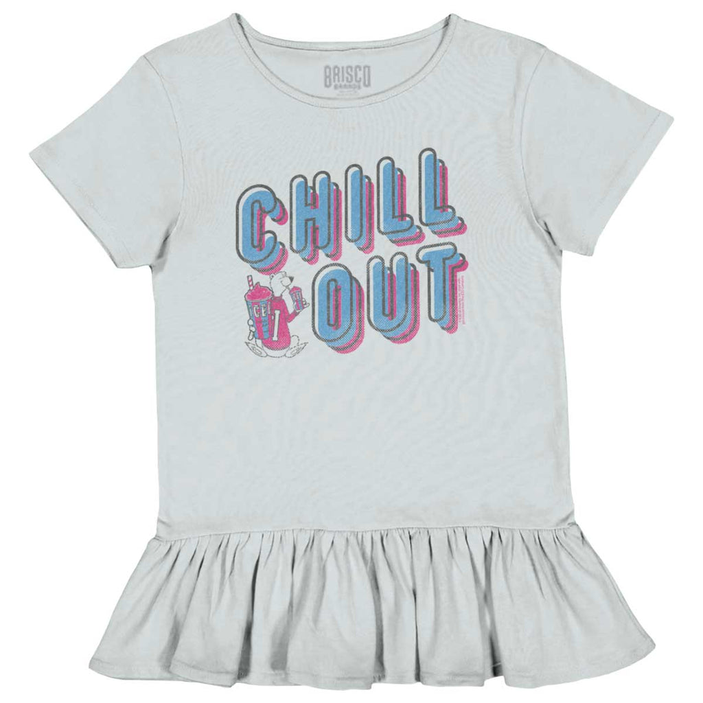 Retro Chill Toddler Ruffle Bottom Tee-Direct To Garment Print-Brisco Baby