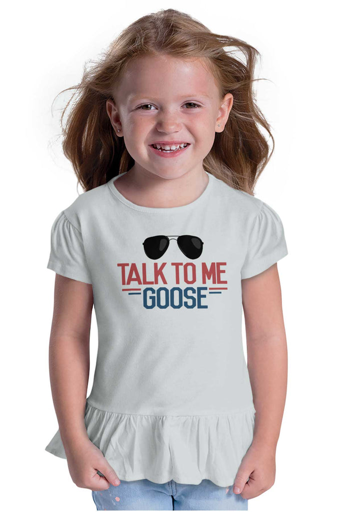 Talk To Me Goose Toddler Ruffle Bottom Tee-Direct To Garment Print-Brisco Baby