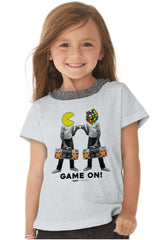 Pac-Man Rubiks Game On Toddler Ruffled Trim T-Shirt-Direct To Garment Print-Brisco Baby