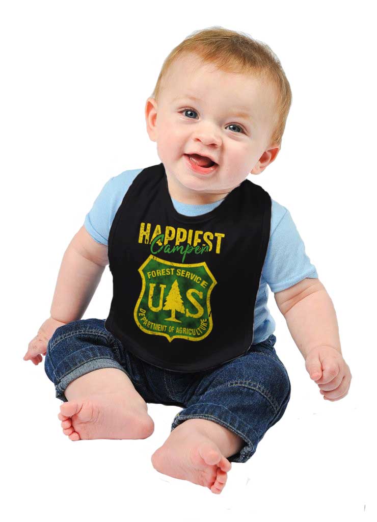 Happiest Camper Infant Baby Bib-Direct To Garment Print-Brisco Baby