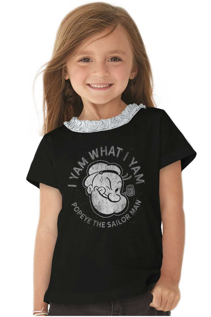 I Yam What I Yam Toddler Ruffled Trim T-Shirt-Direct To Garment Print-Brisco Baby
