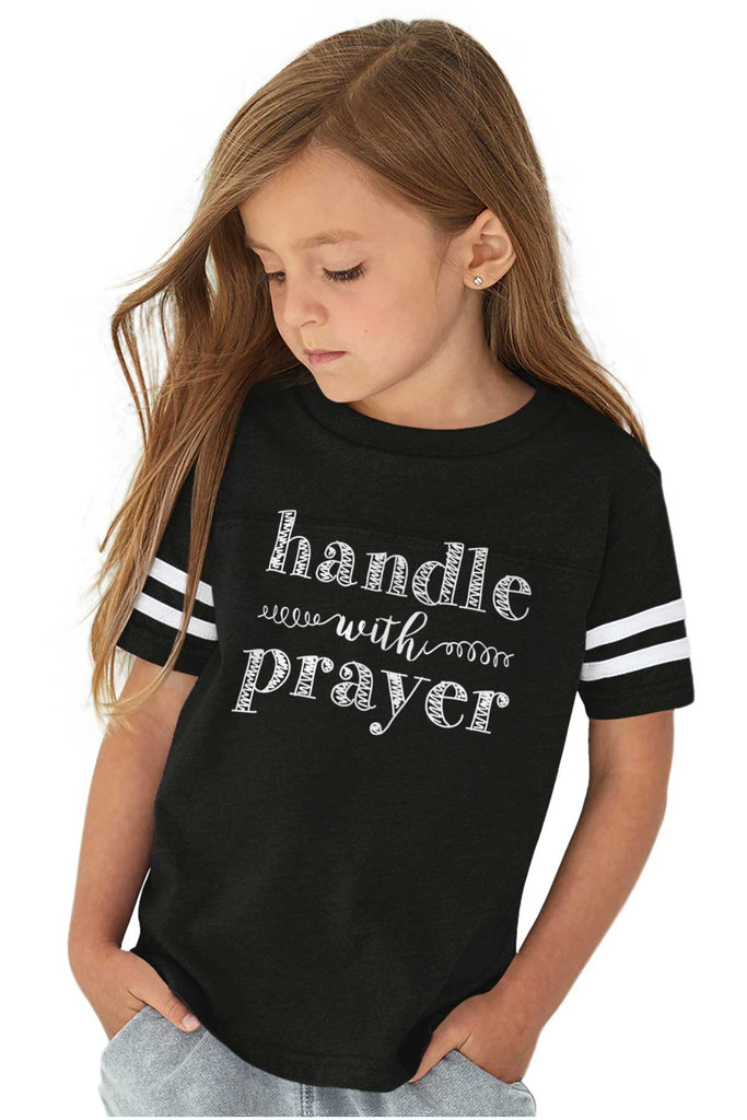 Handle With Prayer Toddler Football Jersey Tee-Direct To Garment Print-Brisco Baby
