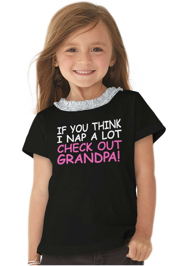 Check Out Grandpa Toddler Ruffled Trim T-Shirt-Direct To Garment Print-Brisco Baby
