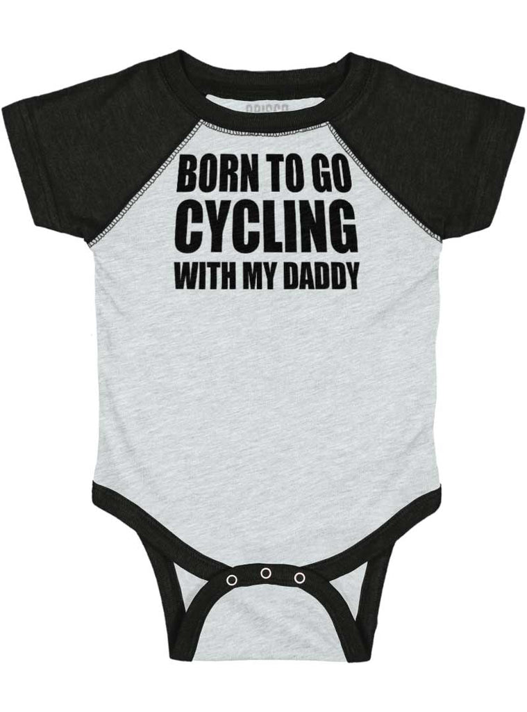 Cycling With Daddy Raglan Romper Bodysuit-Direct To Garment Print-Brisco Baby
